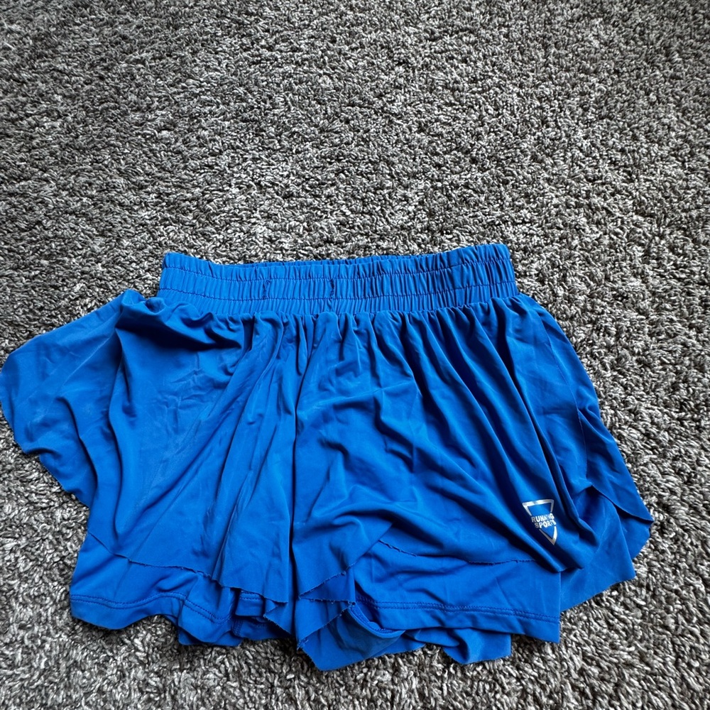 Vibrant Blue Athletic Shorts Lightweight Elastic Waist